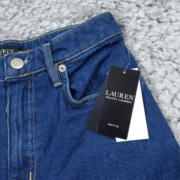 Lauren Ralph Lauren Ombre High Rise Wide Leg Crop Jeans Size 2P Petite Blue Y2K - Picture 9 of 13